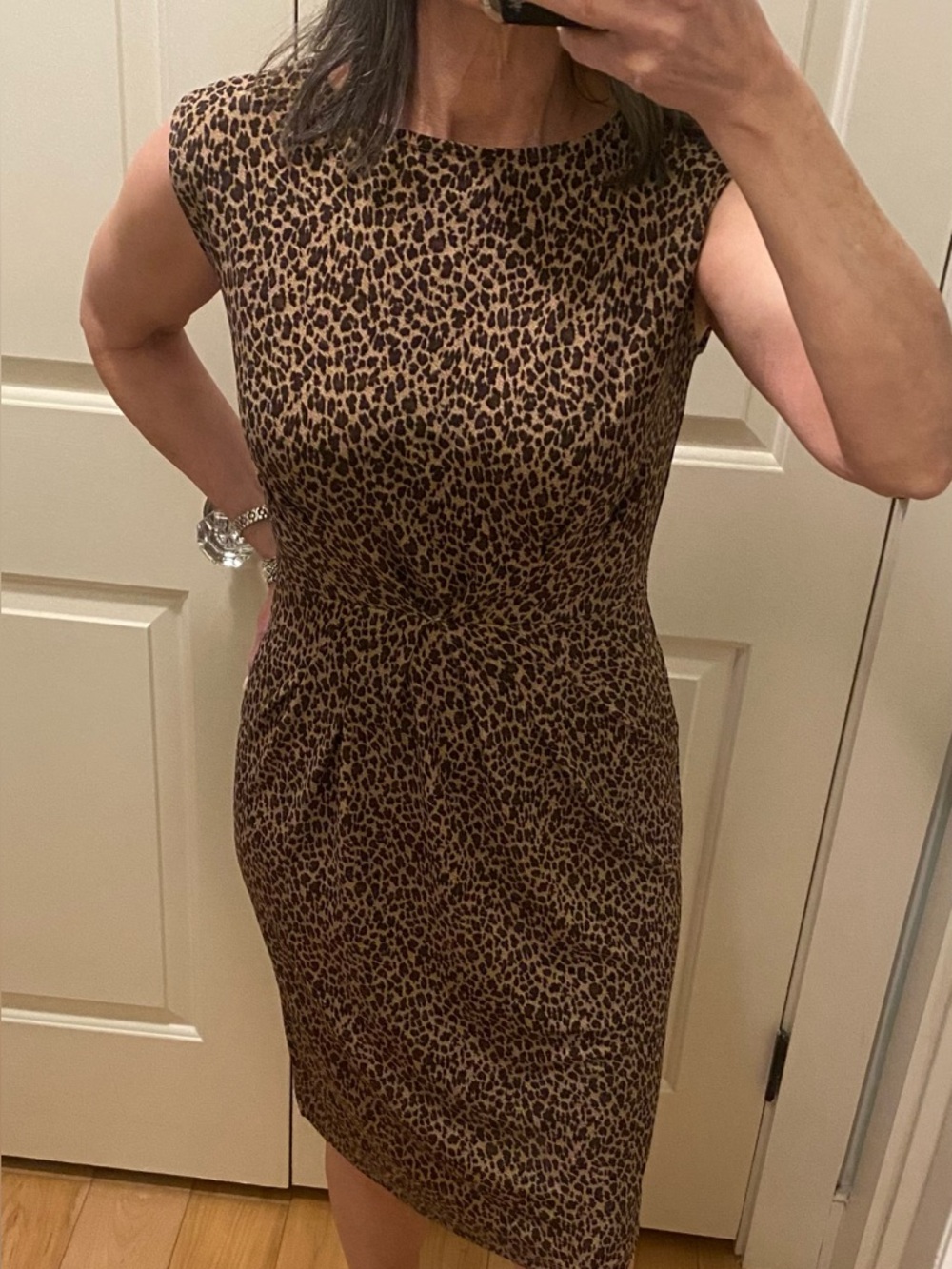 Sleeveless Leapord Print Stretch Dress XS-S